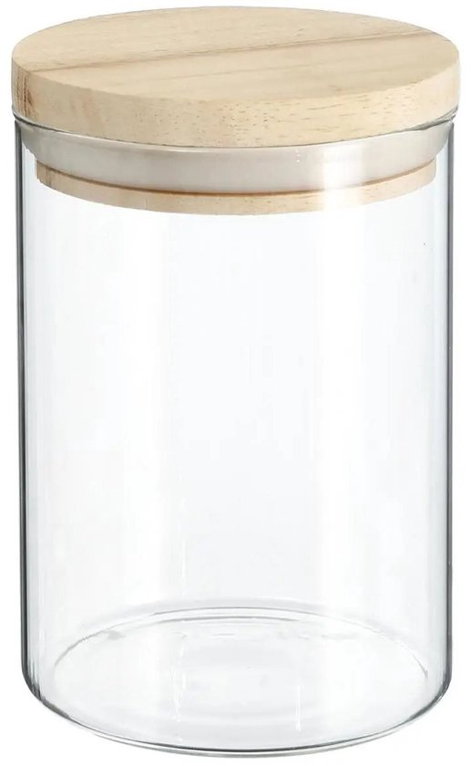 Secret de Gourmet - Boîtes de conservation pour cuisine - verre / bois - lot de 4 - 600 et 1000 ml