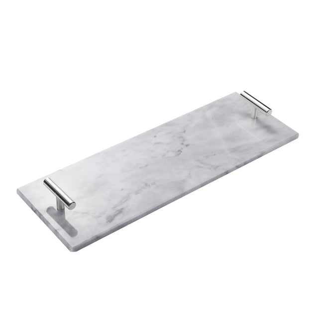 Marmortablett mit silbernen Griffen 40 x 14 cm