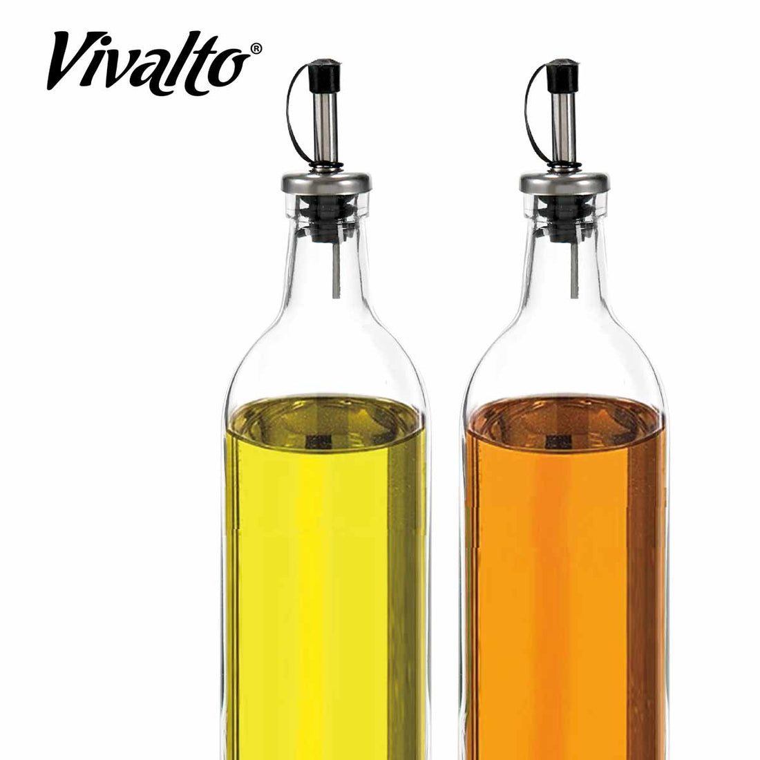 Oil and Vinegar Bottle 500 ml Glass/Stainless Steel Transparent 2 Pieces