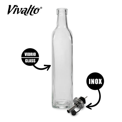 Öl- und Essigflasche 500 ml Glas/Edelstahl Transparent 2 Stück