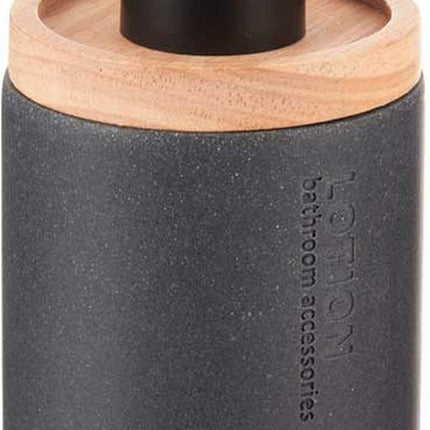 Berilo Seifenspender/Dispenser Lotions – matt schwarz – Polyresin/Bambus – 18 x 8 cm – 300 ml – Bad/WC/Küche