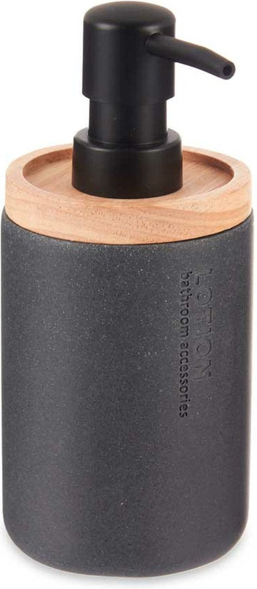 Berilo Seifenspender/Dispenser Lotions – matt schwarz – Polyresin/Bambus – 18 x 8 cm – 300 ml – Bad/WC/Küche