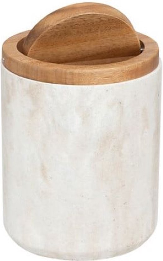 Poubelle de table avec couvercle 5Five Como - Effet marbre - 1,5L - Beige