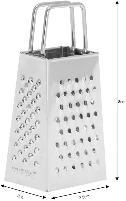 Kinghoff KH-3181 Mini vierkante rasp van roestvrij staal, handrasp, schaaf voor kaas, fruit, gember, groenten en kruiden