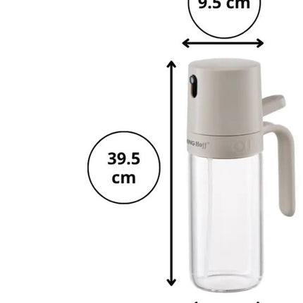 Spuitfles - Oil & Vinegar Sprayer - Set van 2 - Glas Fles met Ergonomische Spuit - Anti-aanbak - Recyclebaar - 250 ml - Beige & Transparant