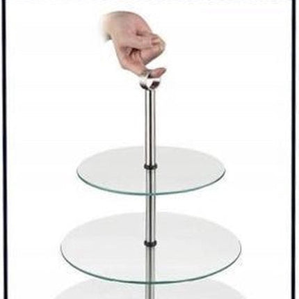 Kinghoff taartplateau - 3 etalages - Glas - Met grijpring