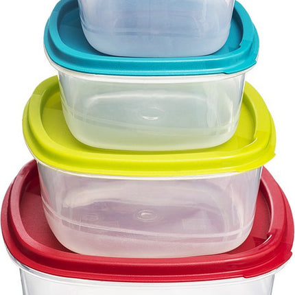 5five Vershoudbakjes nestbaar - 4-delig - BPA vrij - meal prep - herbruikbaar - multi kleuren - luchtdicht