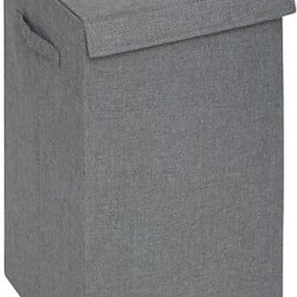 5Five Eureka sorteer wasmand - 74 liter - grijs - 37 x 37 x 60 cm - MDF/Polyester stof - met afsluitklep
