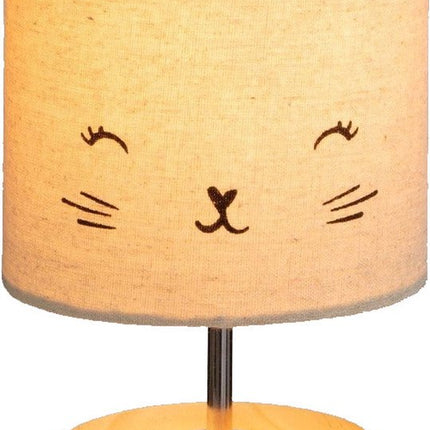 Atmosphera Nachtlampje kat - voor kinderen - grijs - linnen - D15 x 21 cm - Tafellamp/bureaulamp