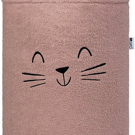 SIPO Speelgoedmand - Premium Bouclé-Editie - Opbergbak - Opbergmand - Met Drawstring Sluiting - Set van 2 - Beige Beer & Roze Kat Design - Voor Speelgoed - Kleding - Textiel - XL - 43 Liters - 35 x 35 x 45 cm - Beige & Roze