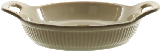 Keramische ovenschaal rond met handgrepen, 900 ml, Ø22 cm, lichtbruin