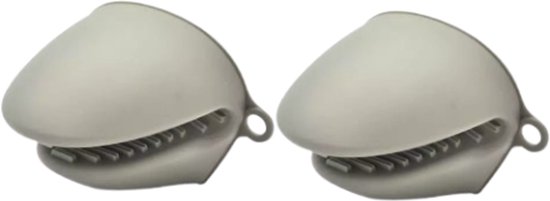 Kinghoff - 2-Delige - Siliconen Pannenlapset - Ovenhandschoen - Hittebestendige Pot Gripper - Antislip Siliconen - Geschikt voor Oven, Magnetron en Vriezer - 8.5 x 7.8 cm - Grijs