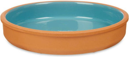 La Dehesa Tapas serveerschaal - 2x stuks - terracotta - blauw - D23 x H4 cm - hapjes serveren - ovenschaal - rond