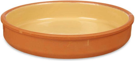 La Dehesa Tapas serveerschaal - 2x stuks - terracotta - geel - D23 x H4 cm - hapjes serveren - ovenschaal - rond