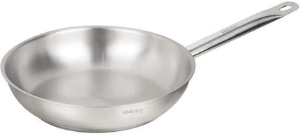Kinghoff - KH-2019 - Pan - Koekenpan met Stalen Handvat - Zonder Antiaanbaklaag - Inductie Geschikt - Hoge Temperatuur tot 240°C - Voor Vlees, Vis & Groenten - 21CT, RVS - Ø24 cm - Zilver
