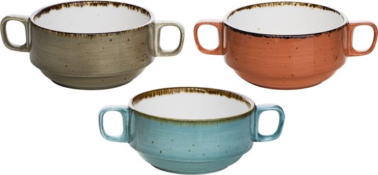 Bols à soupe Brisbane D10xh5,3cm - BLEU-GRIS-ORANGE (lot de 6)