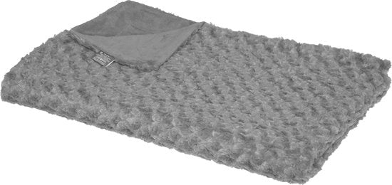 Atmosphera plaid met geknoopt motief – donkergrijs, polyester, 120 x 160 cm