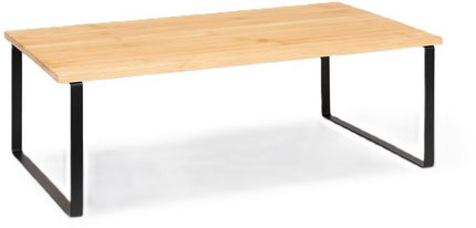 5Five Keuken/aanrecht rekje - metaal/bamboe hout - 50 x 30 x 18 cm - keuken organizer - naturel/zwart - verhoger