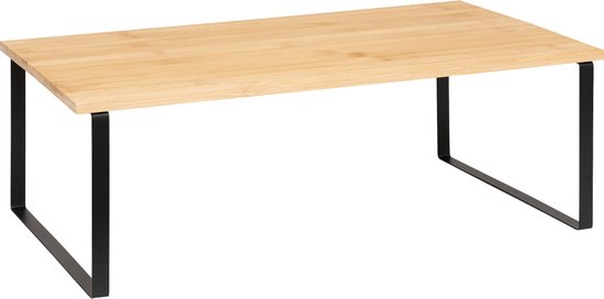 5Five Keuken/aanrecht rekje - metaal/bamboe hout - 50 x 30 x 18 cm - keuken organizer - naturel/zwart - verhoger