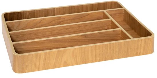 Plateau à couverts en peuplier angles arrondis Five® - Bois - Compartiments de rangement