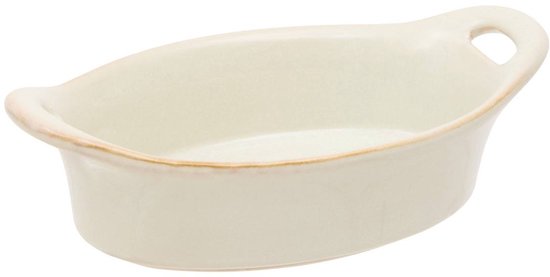 Atmosphera ovale ovenschaal Terre Inconnue – keramiek, 11 x 16 cm, beige