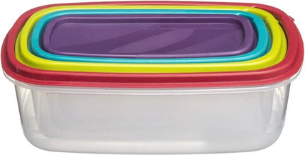 5five Vershoudbakjes nestbaar - 4-delig - BPA vrij - meal prep - herbruikbaar - multi kleuren - luchtdicht