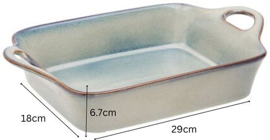 Servierschale - Auflaufform - Backform - Mit Griffen - Ofen-, mikrowellen- und spülmaschinenfest - Steingut - 1 Liter - 29 x 18 x 6,7 cm - Grün