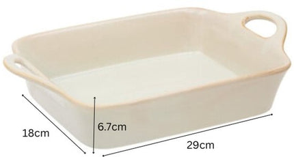Serveerschaal - Ovenschaal - Bakvorm - Met Handvatten - Oven- en Magnetron & Vaatwasser - Stoneware - 1 Liter - 29 x 18 x 6.7 cm - Beige