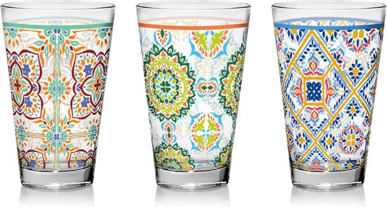 Cerve Valencia waterglazen – set van 3 gekleurde glazen, 31 cl