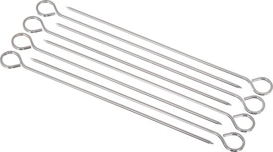 5Five BBQ/barbecue spiezen/vleespennen - van metaal - 24x stuks - 27,5 cm - Spiezen/pennen voor vlees/vis