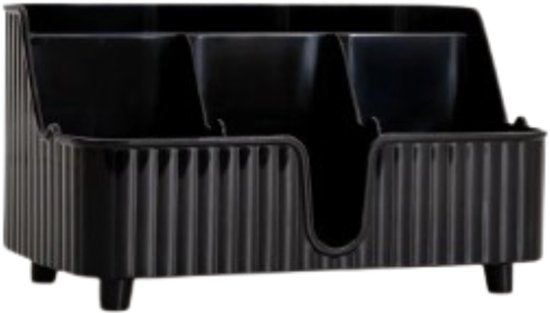 Homla - Diall Badkamer Organiser - Organiser met Vakken - Opbergbak voor Cosmetica en Accessoires - Kunststof Opberger - Aanrecht Organiser - 22 x 10 x 13 cm - Zwart
