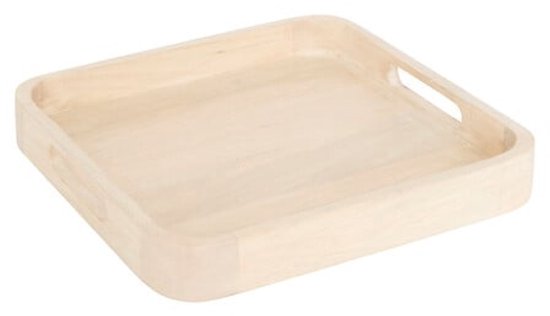 Dienblad - Serveerblad - Serveerplank - Dienblad van Mangohout - Vierkant Serveerblad - Decoratief Dienblad voor Serveren, Koffie & Woondecoratie - Voedselveilig - Hout - 34.5 x 34.5 cm - Naturel