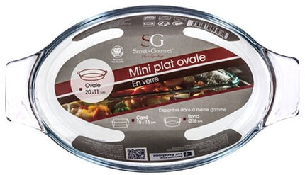 Ovenschaal - Mini Ovale Ovenschalen - Bakvorm - Set van 2 - Borosilicaat Glazen - Ovaal - 0.4L - 20x11 cm - Transparant