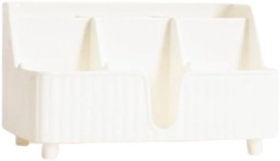 Homla - Diall Badkamer Organiser - Organiser met Vakken - Opbergbak voor Cosmetica en Accessoires - Kunststof Opberger - Aanrecht Organiser - 22 x 10 x 13 cm - Wit