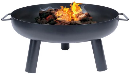 KINGHoff - Vuurkorf - Camping BBQ Vuurkorf - Tuinhaard Buiten Houtskool - Vuurplaats Tuin - Bonfire Fire Pit met Pook - Terras Haard - Metaal - Ø60.5 x 32 cm - Zwart