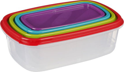 5five Vershoudbakjes nestbaar - 4-delig - BPA vrij - meal prep - herbruikbaar - multi kleuren - luchtdicht