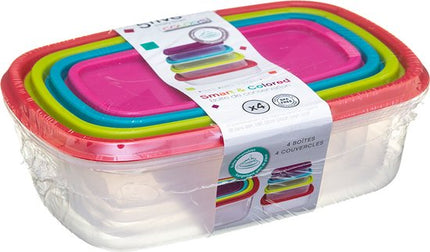 5five Vershoudbakjes nestbaar - 4-delig - BPA vrij - meal prep - herbruikbaar - multi kleuren - luchtdicht