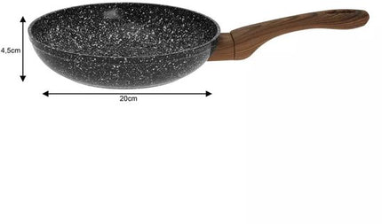 Kookpannenset - 3-delig - Frying Pan Set - Met Siliconen Coating Handgreep - Anti-aanbak - Inductiegeschikt - Duurzaam & Functioneel - Ø20 / Ø24 / Ø28 cm - Marble Grey