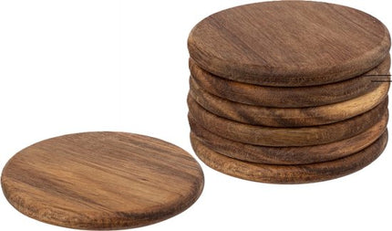 Secret de Gourmet onderzetters - 6x - Acaciahout - D10 cm - rond - gelakt - modern en klassiek