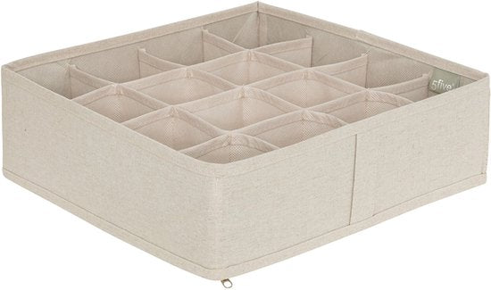 Drawer basket wardrobe organizer 16-compartment Five® - Dressy + - Beige - Foldable