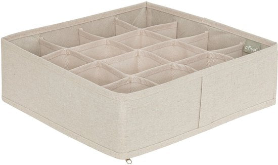Drawer basket wardrobe organizer 16-compartment Five® - Dressy + - Beige - Foldable