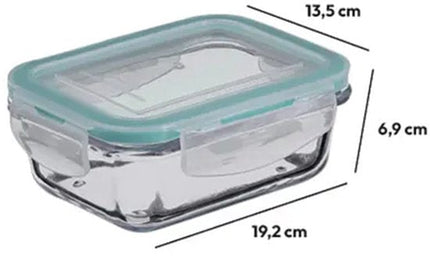 5Five Vershoudbakje met deksel - 3x - glas - luchtdicht - met clips - 18 x 12 x 6 cm - 800 ml