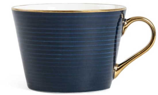 Homla - Renne Mok - Grote Koffiemok - Theemok - Cappuccino Mok - Vaatwasser Bestendig - 450 ml - Keramiek - 15 x 12 x 9 cm - Donkerblauw