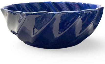 Handgemaakte Marokkaanse Waskom - Opbouw Wastafel - Uniek Design - Keramiek - Ø35 x 11 cm - Donkerblauw