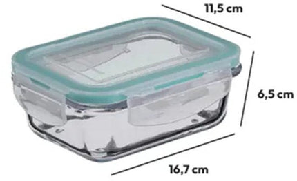 5Five Vershoudbakje met deksel - 3x - glas - luchtdicht - met clips - 17 x 11 x 6 - 540 ml