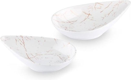 Melamine druppel schaaltjes wit marmer design 6 stuks