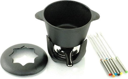 Top Choice - Gietijzeren fondue set met vorken - 6 persoons - 17 x 10 cm