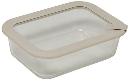 2-Delige - Vershoudbakjesset - Meal Prep Bakjes - Lunchbox - Rechthoekige Bewaardozen van Borosilicaatglas - Magnetron- & Vaatwasserbestendig - 950ml - 20.3 x 15.2 x 6.2 cm - Transparant met Grijs Deksel