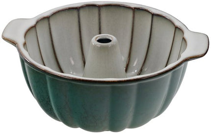 MPLCo - Tulband Bakvorm - Bakvorm - Cakevorm met Middenbuis - Oven, Magnetron & Vaatwasserbestendig - Ø28 x 8.5 cm - Groen & Grijs