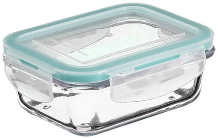 5Five Vershoudbakje met deksel - 3x - glas - luchtdicht - met clips - 18 x 12 x 6 cm - 800 ml
